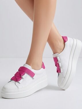 SILENT D | NEW Alodde White and Magenta Leather Sneakers Women’s Size 37 (6-6.5)